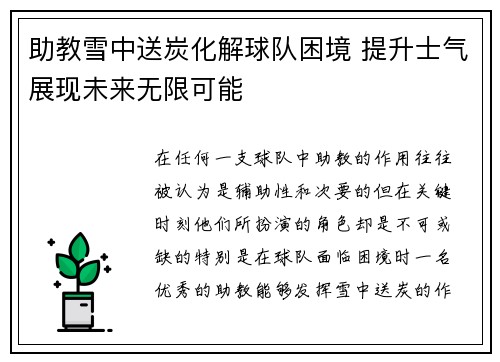 助教雪中送炭化解球队困境 提升士气展现未来无限可能